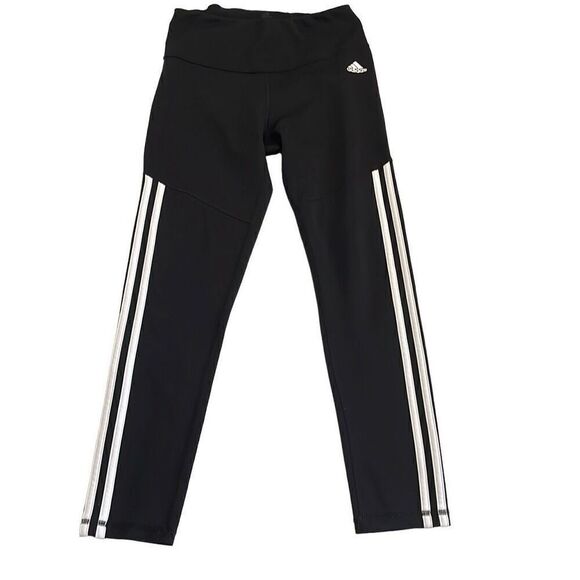 Nearly New! Adidas Black White Stripe Climalite Pants/Leggings - Size Small - Picture 3 of 12